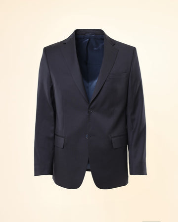 Fato Regular 100% Lã Virgem Liso em Azul Escuro